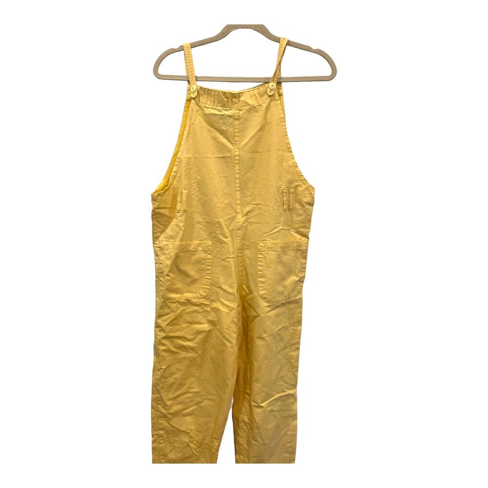Vintage 90s Y2K Pastel Phoebe Buffay Butter Yellow Lagenlook Cotton Overalls S